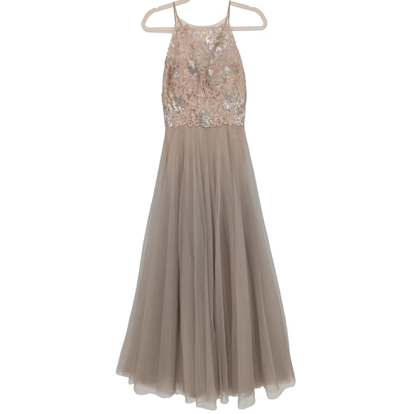 Watters Carly Lace Sequin Bodice Sheer Tulle Skirt Maxi Bridal Formal Event Gown - Picture 4 of 15